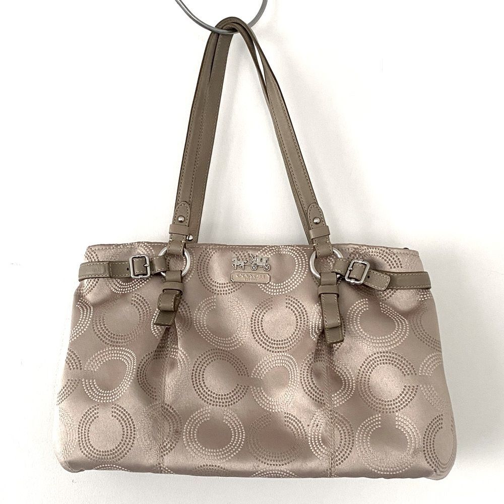 Coach Madison Sophia Satchel Op Art Champaign Bag tag and ling strap are missing